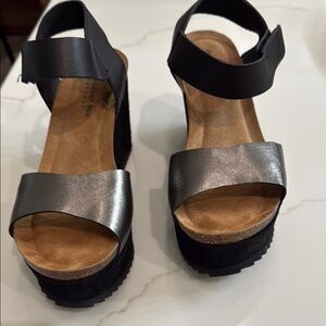 Chocolat Blu Black and Silver Platform Sandals